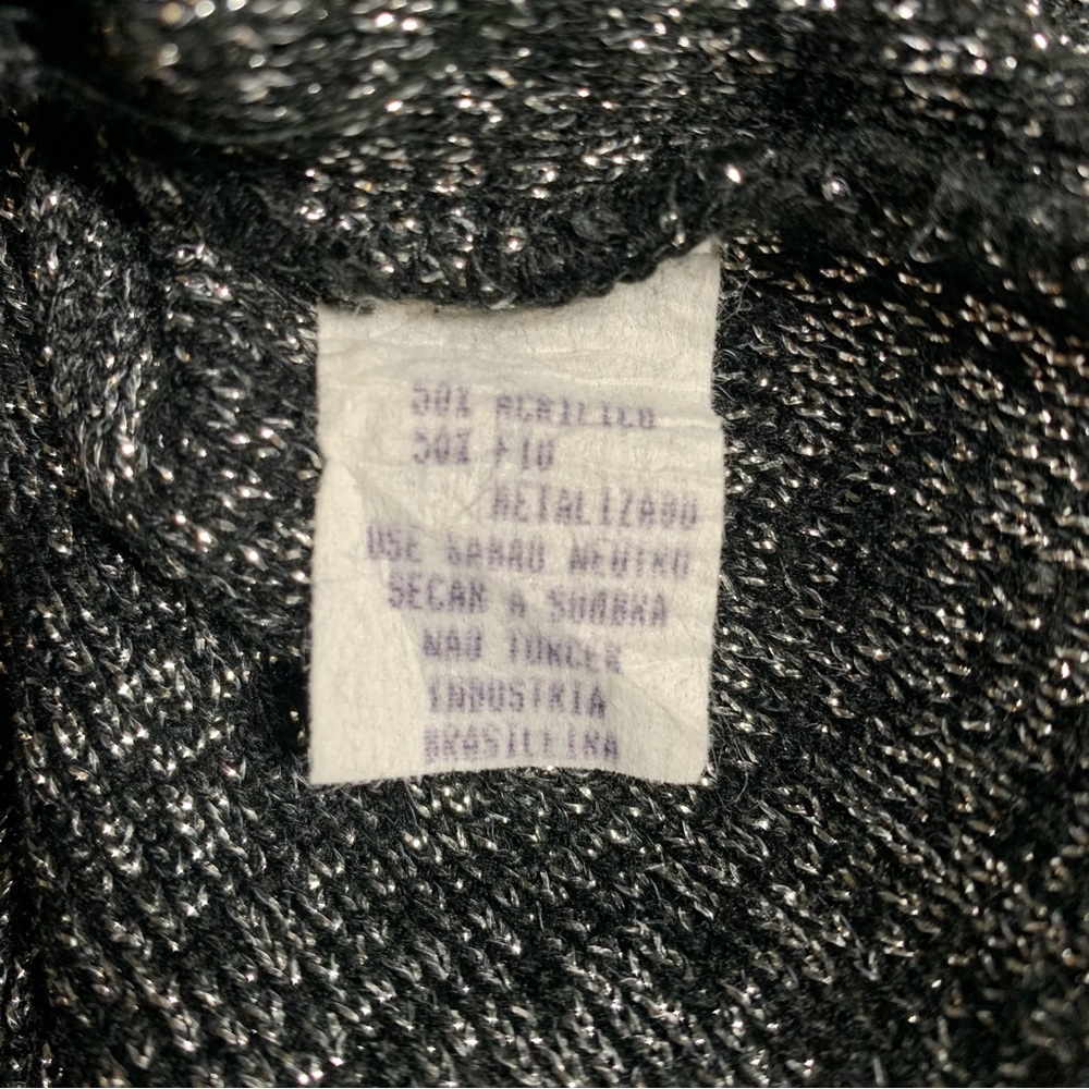 Vintage Y2K Black Silver Metallic Knit Brazilian Halter Top - Picture 5 of 5